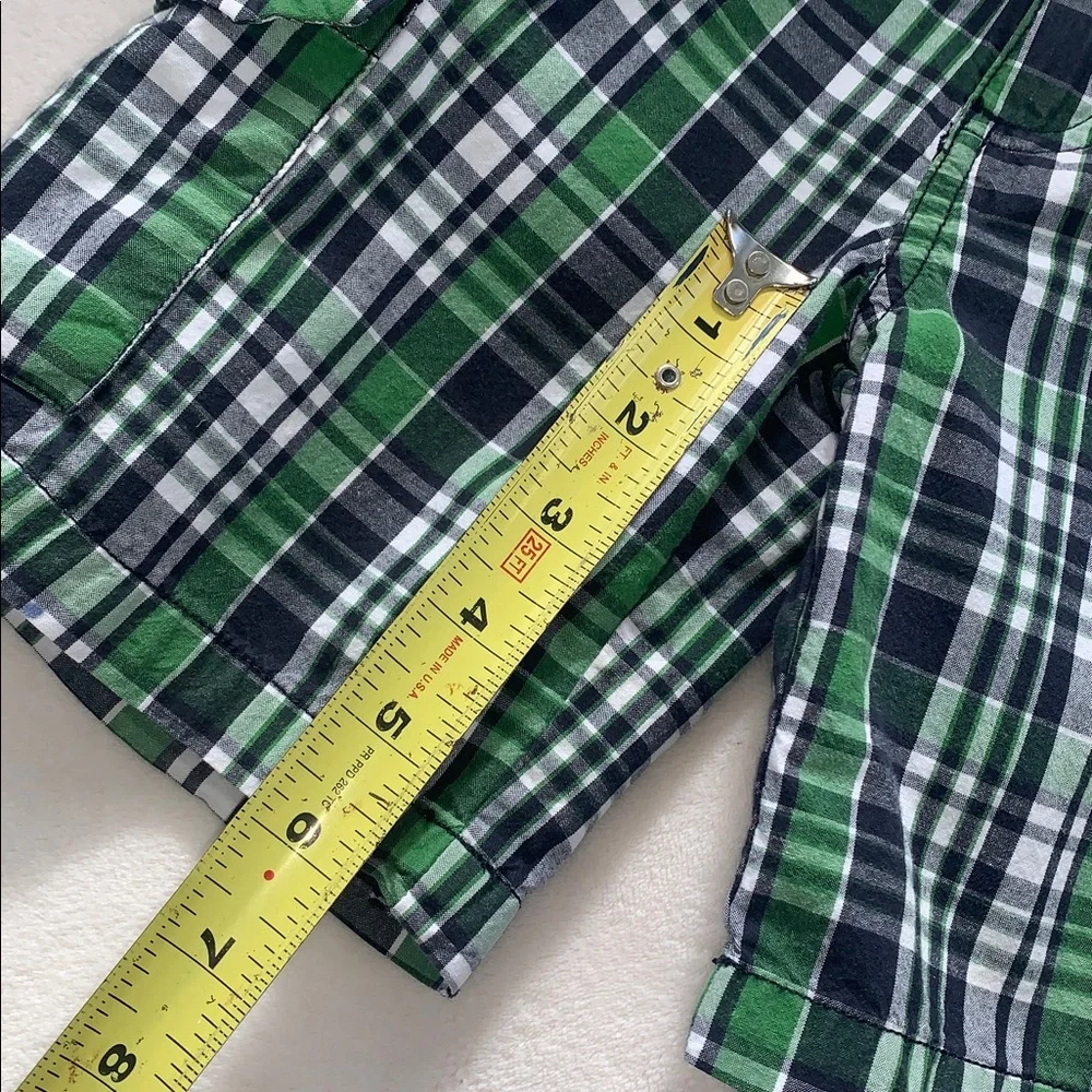 Gymboree Green & Blue Plaid Shorts 4 Adjustable Waist EUC